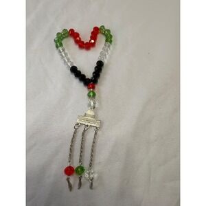Set of 10 Palestine Flag Colors Beaded Rosary Tasbih with Mosque Charm